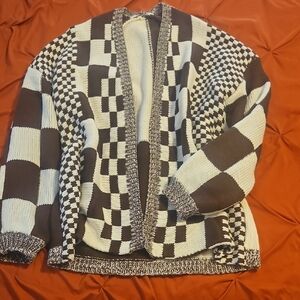 Checkered Knit Cardigan